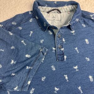 Tommy Bahama Mens Polo Shirt Collared Short Sleeve Printed Cocktails Blue XL